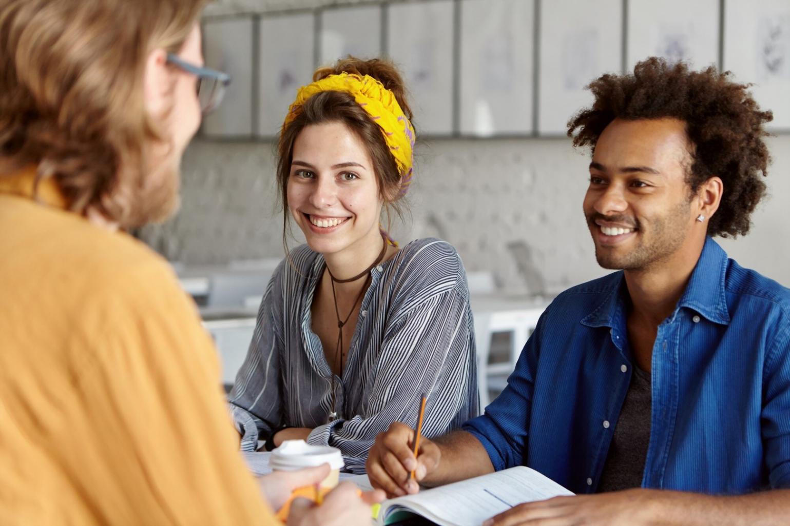 Students analyzing financial statements during practical session